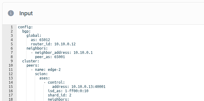 Appliance configuration single BGP