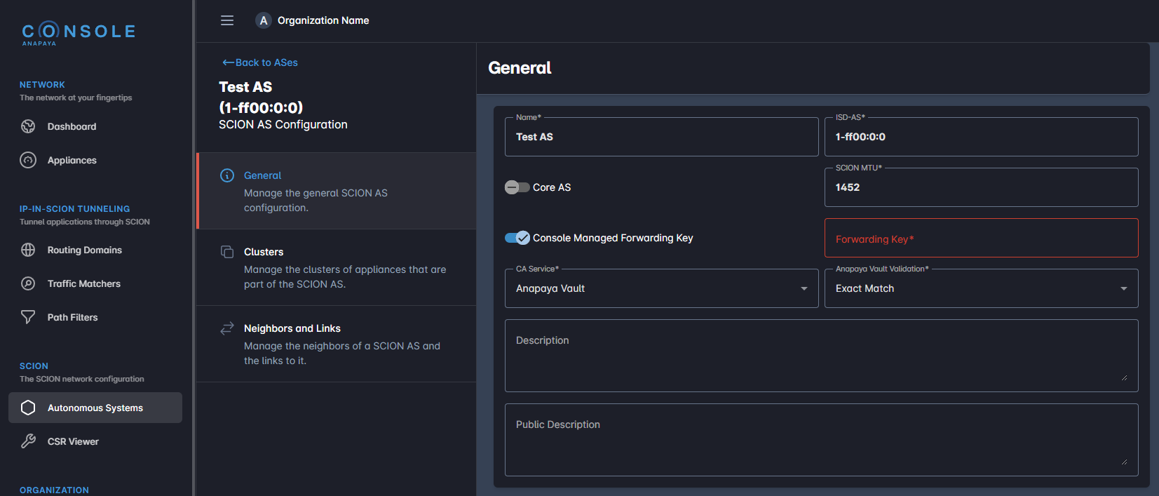 SCION forwarding key